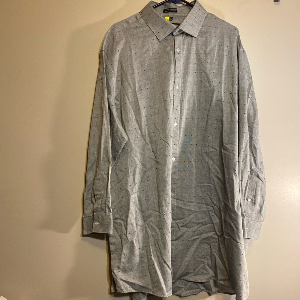 Stacy Adams Long Sleeve Casual Button Front Dress Shirt 19 34/35 Blue AOP
